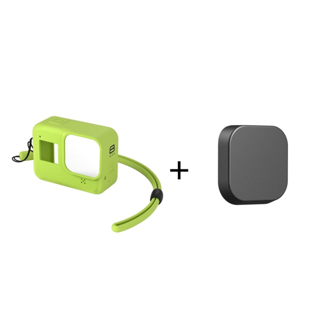 Protective Silicone Case for GoPro Hero 8 Black Tempered Glass Screen Protector Film Lens Cap Cover for Go Pro 8 Accessory