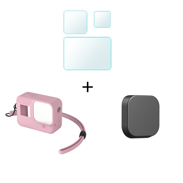 Protective Silicone Case for GoPro Hero 8 Black Tempered Glass Screen Protector Film Lens Cap Cover for Go Pro 8 Accessory