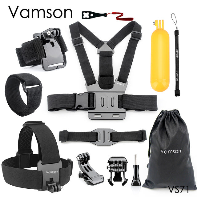 Vamson Accessories for GoPro Hero 7 5 6 8 Head Strap Chest Strap Helmet Belt Floaty Bobber Wrist Band for SJ4000 for Yi 4K VS71
