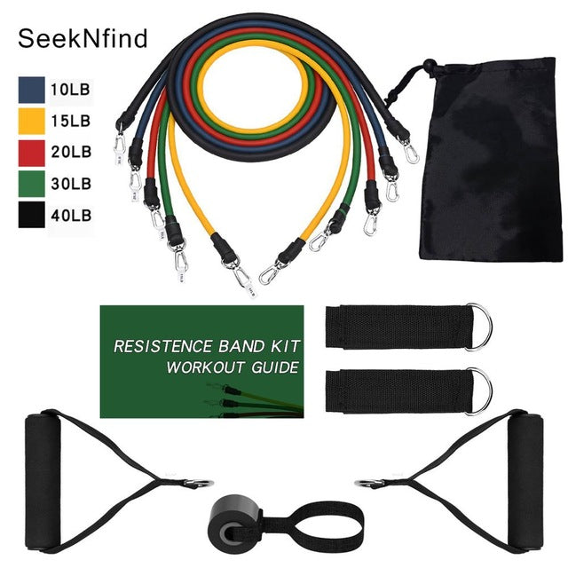 Pro 16Pcs Resistance Bands Set Yoga Exercise Arm blaster arm trainer gym handle gym equipement Fitness Exercise fitness bands