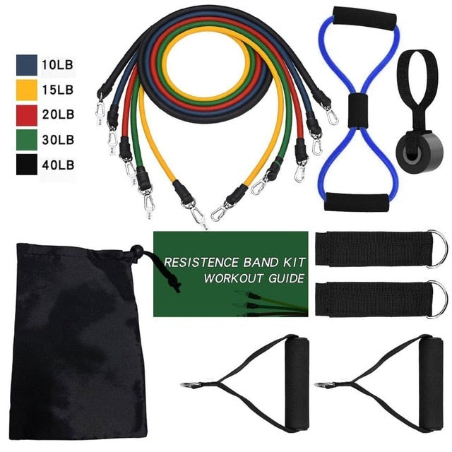 Pro 16Pcs Resistance Bands Set Yoga Exercise Arm blaster arm trainer gym handle gym equipement Fitness Exercise fitness bands