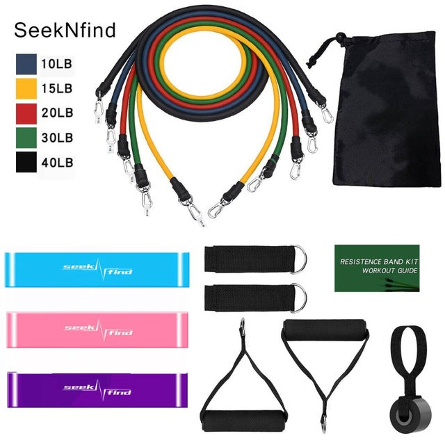 Pro 16Pcs Resistance Bands Set Yoga Exercise Arm blaster arm trainer gym handle gym equipement Fitness Exercise fitness bands