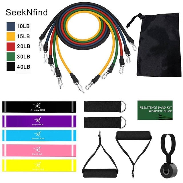Pro 16Pcs Resistance Bands Set Yoga Exercise Arm blaster arm trainer gym handle gym equipement Fitness Exercise fitness bands