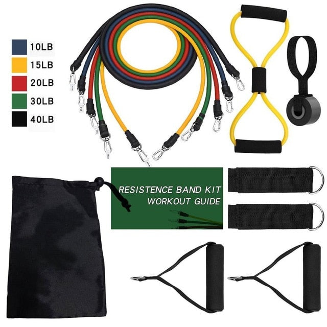 Pro 16Pcs Resistance Bands Set Yoga Exercise Arm blaster arm trainer gym handle gym equipement Fitness Exercise fitness bands