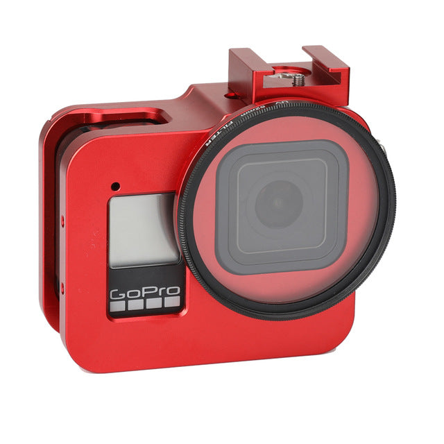 CNC Aluminium Alloy Protective Case Cage for GoPro Hero 8 Black with 52mm UV Lens Cage for Go Pro Hero 8 Accessories