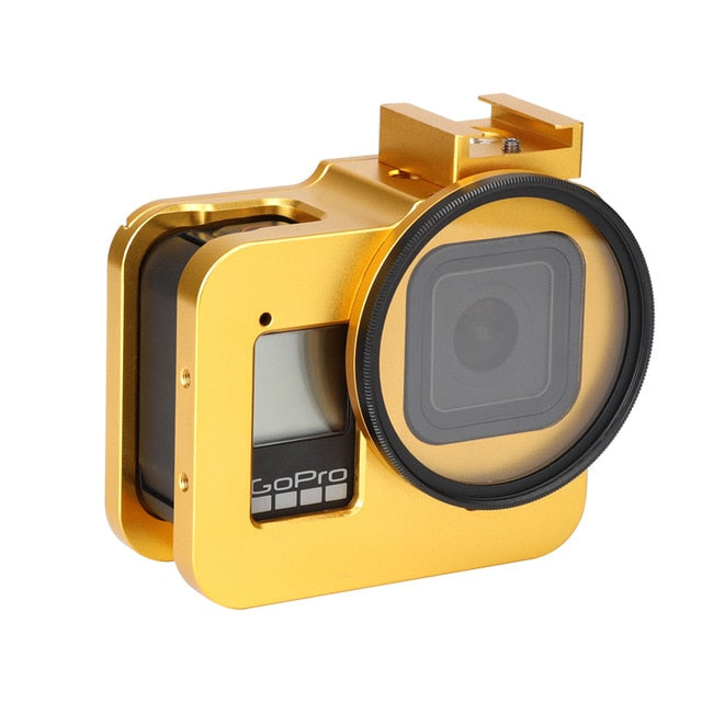 CNC Aluminium Alloy Protective Case Cage for GoPro Hero 8 Black with 52mm UV Lens Cage for Go Pro Hero 8 Accessories