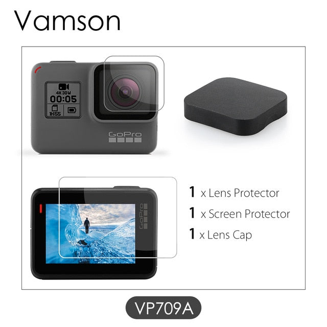 Vamson for GoPro Hero 7 Black 6 5 Accessories 3 in 1 Lens Protection Cover+LCD Screen Protector + Lens Protector VP709A