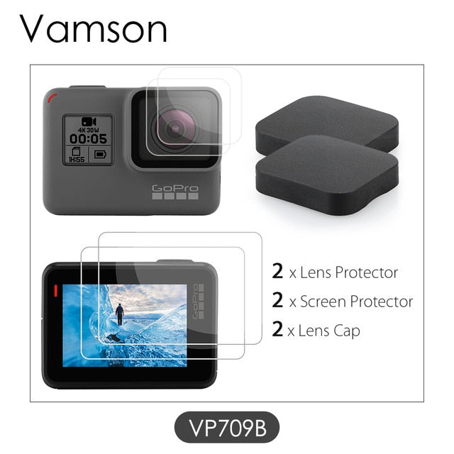 Vamson for GoPro Hero 7 Black 6 5 Accessories 3 in 1 Lens Protection Cover+LCD Screen Protector + Lens Protector VP709A