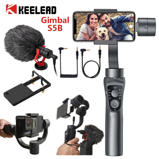 KEELEAD S5B 3 Axis Gimbal Stabiliser Zoom Control Handheld Smartphone For iPhone 11 Samsung S8 Xiaomi Huawe Go Pro Action Camera