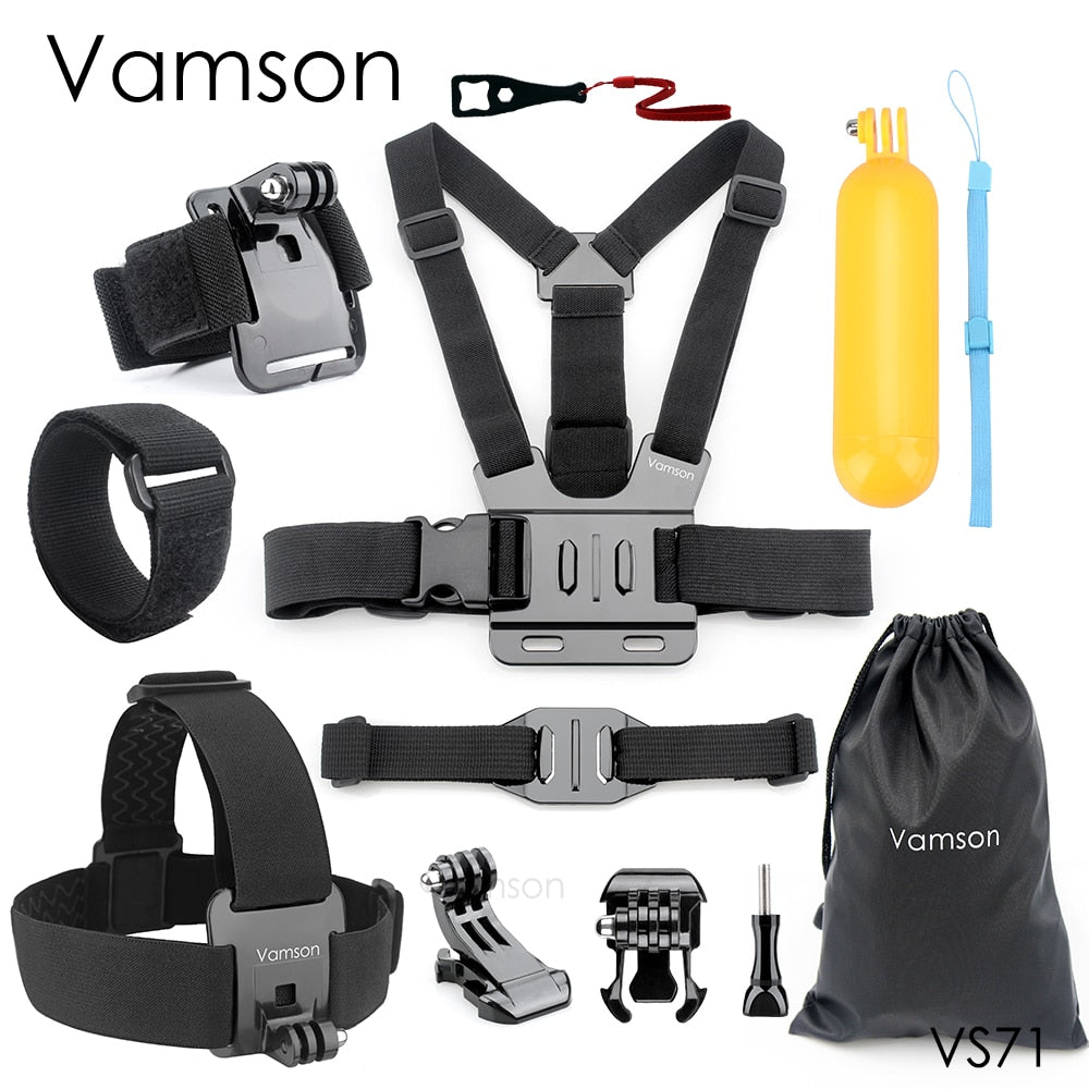 Vamson Accessories for GoPro Hero 7 5 6 8 Head Strap Chest Strap Helmet Belt Floaty Bobber Wrist Band for SJ4000 for Yi 4K VS71