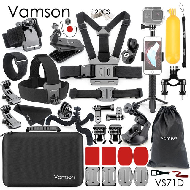 Vamson Accessories for GoPro Hero 7 5 6 8 Head Strap Chest Strap Helmet Belt Floaty Bobber Wrist Band for SJ4000 for Yi 4K VS71