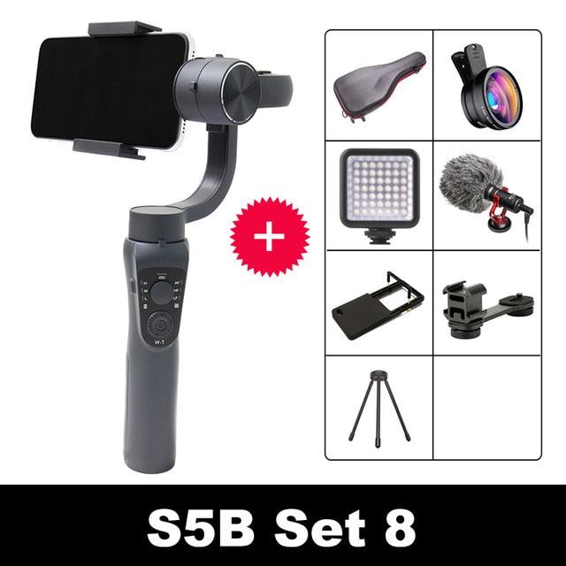 3-Axis Handheld Gimbal Stabilizer Active Track w/Focus Pull & Zoom for iPhone 11 8 Huawei Samsung Smart Phone PTZ Action Camera
