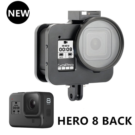 CNC Aluminium Alloy Protective Case Cage for GoPro Hero 8 Black with 52mm UV Lens Cage for Go Pro Hero 8 Accessories