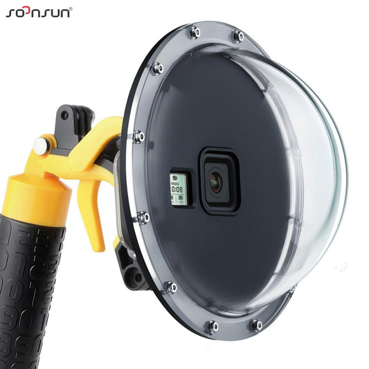 SOONSUN 6'' Underwater Diving Dome Port Lens with Waterproof Housing Case Trigger + Float Bobber Handle for GoPro Hero 8 Black